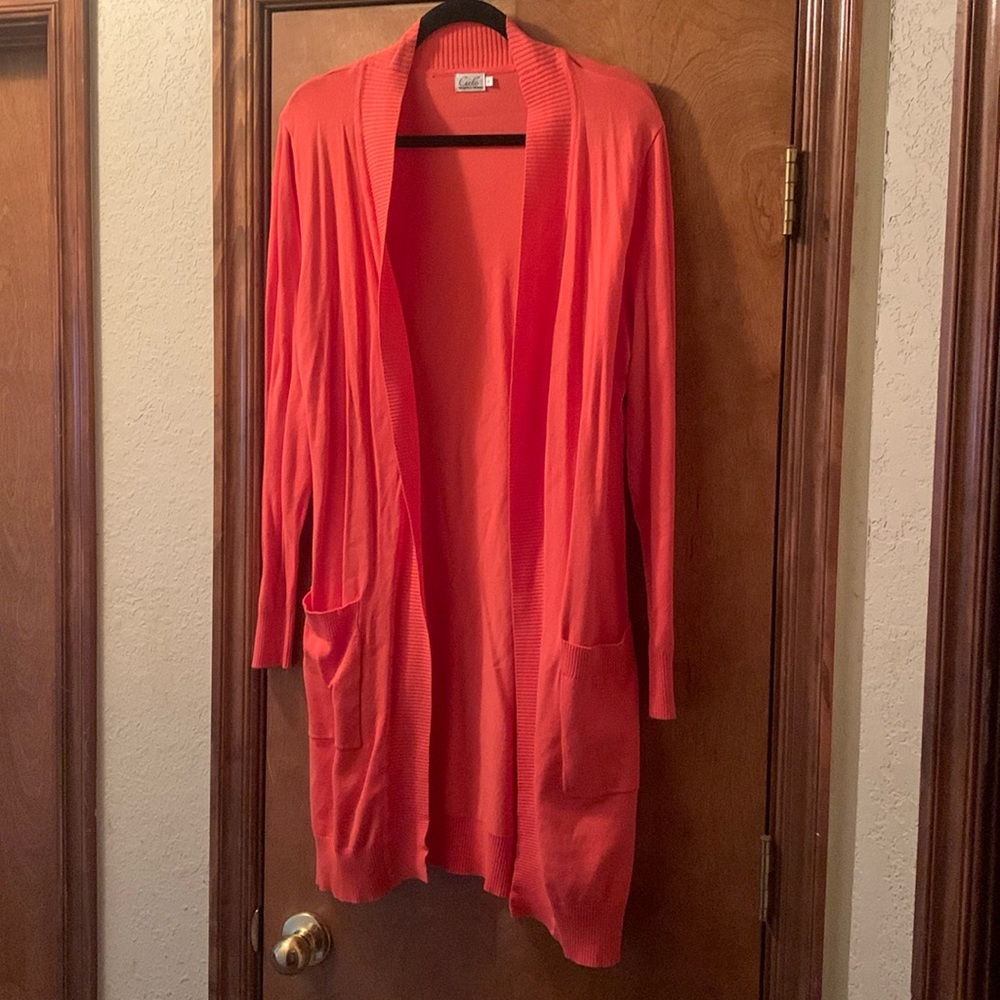 Peach/Coral Preppy Spring X-Large Cardigan